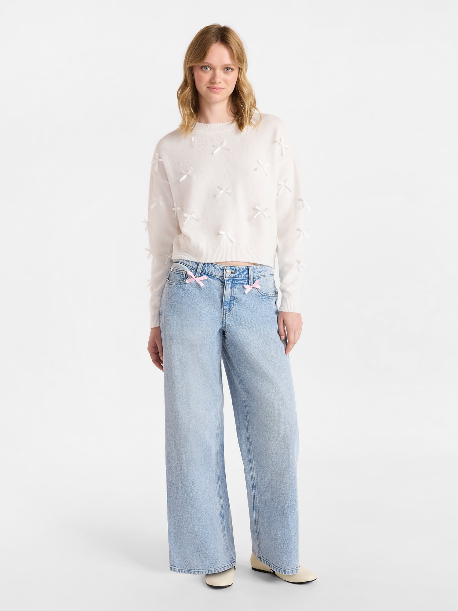No Boundaries Bow Sweater, Lightweight, Women's