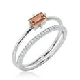 thumbnail image 3 of Beautiful Minimalist 1.20 Carat Baguette Cut Morganite And Diamond Moissanite Engagement Ring, Classic Wedding Ring in 925 Sterling Silver With 18k White Gold Plating, Bridal Set, Matching Band, 3 of 3
