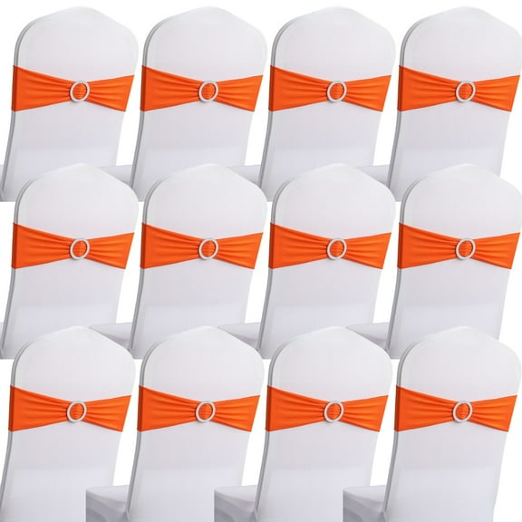 30PCS Chair Sashes Bows Stretch Chair Cover Band with Buckle Slider for Wedding Party Ceremony Reception Banquet Decoration