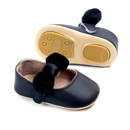 

Baby Girls Mary Jane Flats Anti-Slip Rubber Sole Bow Toddler Princess Dress Shoes