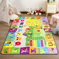 thumbnail image 6 of YJ.GWL Kids Educational Fun Rug Play Mat Soft Animal Learning Area Rugs Carpet for Children Room Bedroom Playroom,Green & Yellow,5x7 Feet, 6 of 7