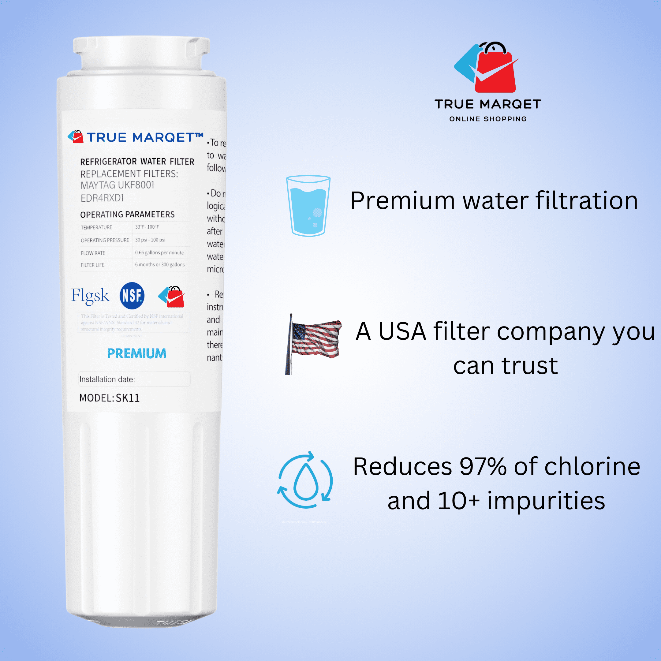 Water Filter Replacement For EveryDrop EDR4RXD1, Water Filter 4, Whirlpool WHR4RXD1, KAD4RXD1 and 469006 Refrigerator Water Filters New 4 Pack