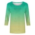 thumbnail image 4 of Scyoekwg 3/4 Length Sleeve Womens Tops Round Neck Casual Tunic Tops Basic Trendy Summer Shirts Loose Fit Blouses (Army Green,XXXXXL）, 4 of 4