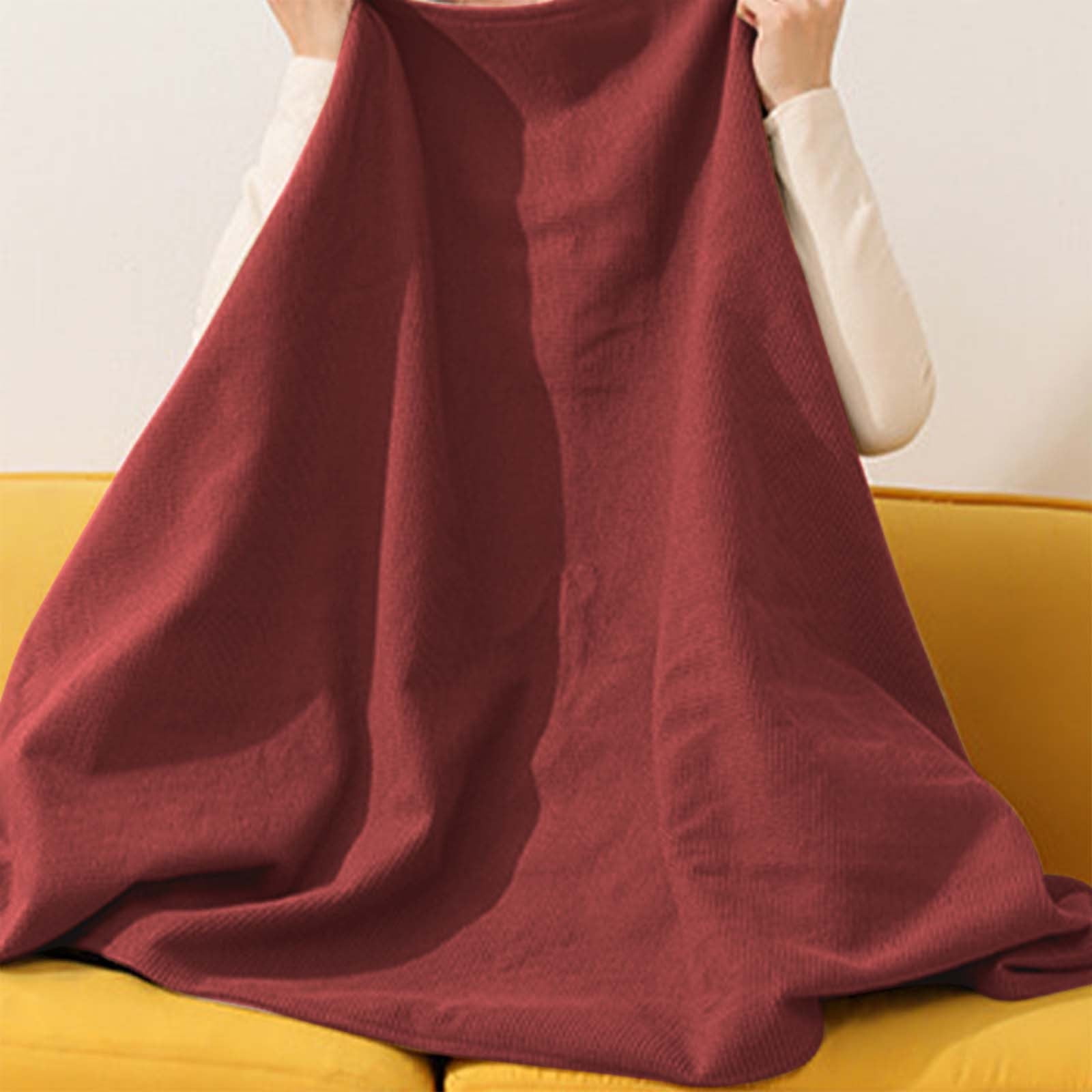 Hvmvliv Heated Shawl Blanket USB Heated Blanket Heating Throw Blanket Electrical Blanket with Zipper Wearable Portable Throw Wrap Machine Washable Red