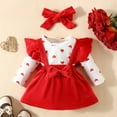 thumbnail image 3 of Baby Girl Valentine's Day Outfit Heart Print Ruffle Trim Ribbed Dress Tutu Tulle Dress Photography Outfit Spring Fall Clothes for Little Girls 2T, 3 of 8