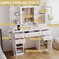 thumbnail image 5 of FANRAL 43.7" Vanity Desk with 10 Mirror Lights & Under-Table RGB,Charging Station & Hair Dryer Holder,Multi-Storage Dressing Table for Bedroom Bathroom,White Vanity, 5 of 7