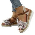 thumbnail image 5 of Women's Summer Floral Wedge Fish-mouth Roman Sandals Sandals for Women White 37, 5 of 8