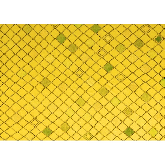 Ahgly Company Indoor Rectangle Solid Yellow Modern Area Rugs, 7' x 10'