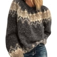 thumbnail image 2 of OKBOP High Low Tops for Women,Fashion Casual Patchwork O-Neck Long Sleeve Sweater Knitted Blouse Christmas Shirts for Women, 2 of 2