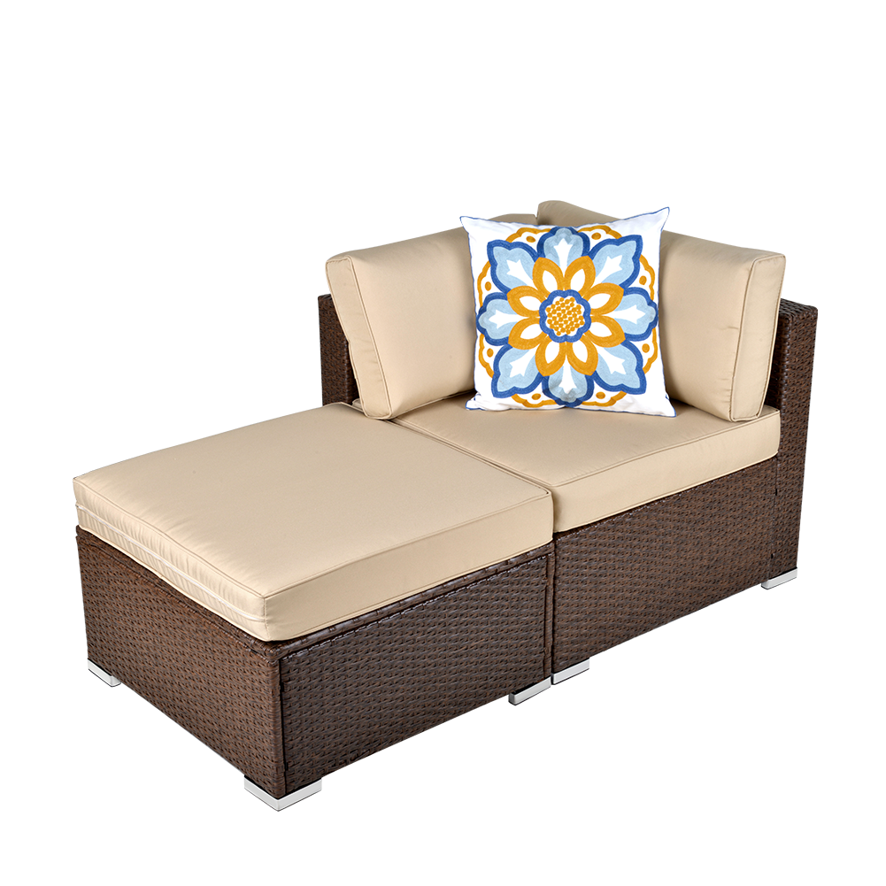 Sunvivi Patio Furniture Set with Cushions, PE Wicker Outdoor Conversation Sofa Patio Sectional
