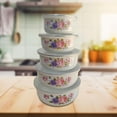 thumbnail image 6 of Fiocias 5 Pieces Mixing Bowl Set Food Storage Container Multipurpose Enamel Covered Bowl Rose, 6 of 9