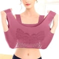 thumbnail image 5 of VISALY Sports Bras Plus Size Sports Bra Women Ultra Thin Ice Silk Bra Comfortable Plus Size Seamless Wireless Sports Bra With Removable Pads Wireless Bras Sleep Bras Comfortable Bras Hot Pink XL, 5 of 8