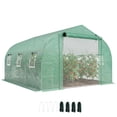 thumbnail image 2 of Outsunny Walk-in Tunnel Greenhouse with Shelves, Plant Hot House with Mesh Door, Green, 2 of 9