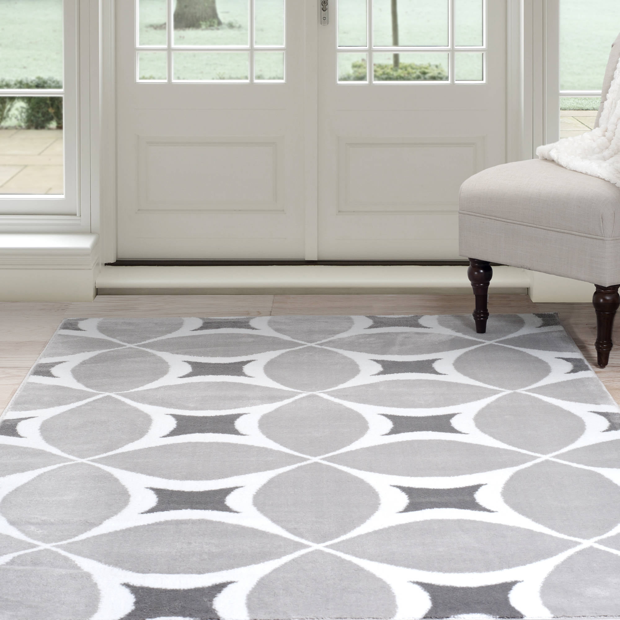 Somerset Home Geometric Area Rug Grey, Grey And White Rugs