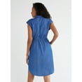 thumbnail image 4 of Time and Tru Women's and Women's Plus Short Sleeve Utility Shirt Dress, Sizes XS-4X, 4 of 5