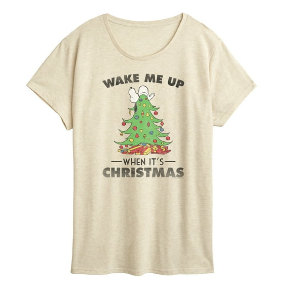Peanuts - Snoopy Wake Me Up Christmas - Women's Short Sleeve Graphic T-Shirt