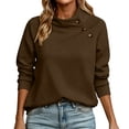 thumbnail image 2 of Otntypg Womens Asymmetrical Button Mock Neck Sweatshirt Lightweight Casual Fall Long Sleeve Basic Solid Color Atheltic Sweatshirts Trendy Oversized Cozy Pullover Tops, 2 of 9