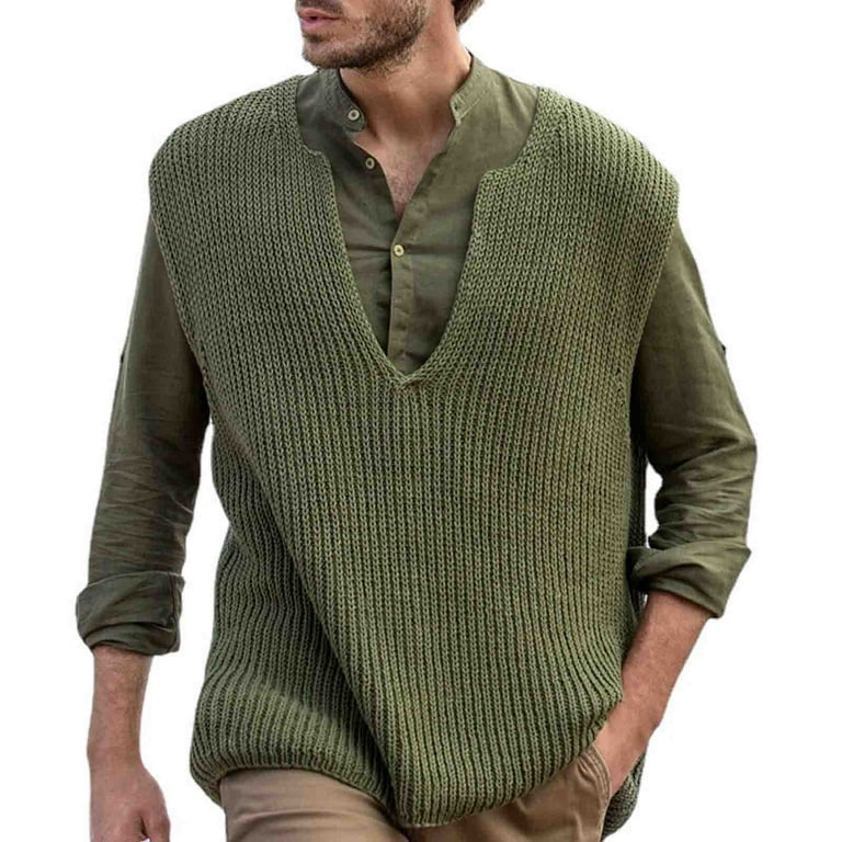 Men's Sweater Vest Cashmere Wool Blended Loose Fit Sweater Vests