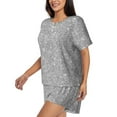 thumbnail image 2 of Fuzoiu GlitterSilver Print Women's Short-Sleeved Pajama Set,Lounge Sleepwear Set,Womens Pajama Sets 2 Piece,Button-Up Top and Shorts with Pockets-4X-Large, 2 of 7