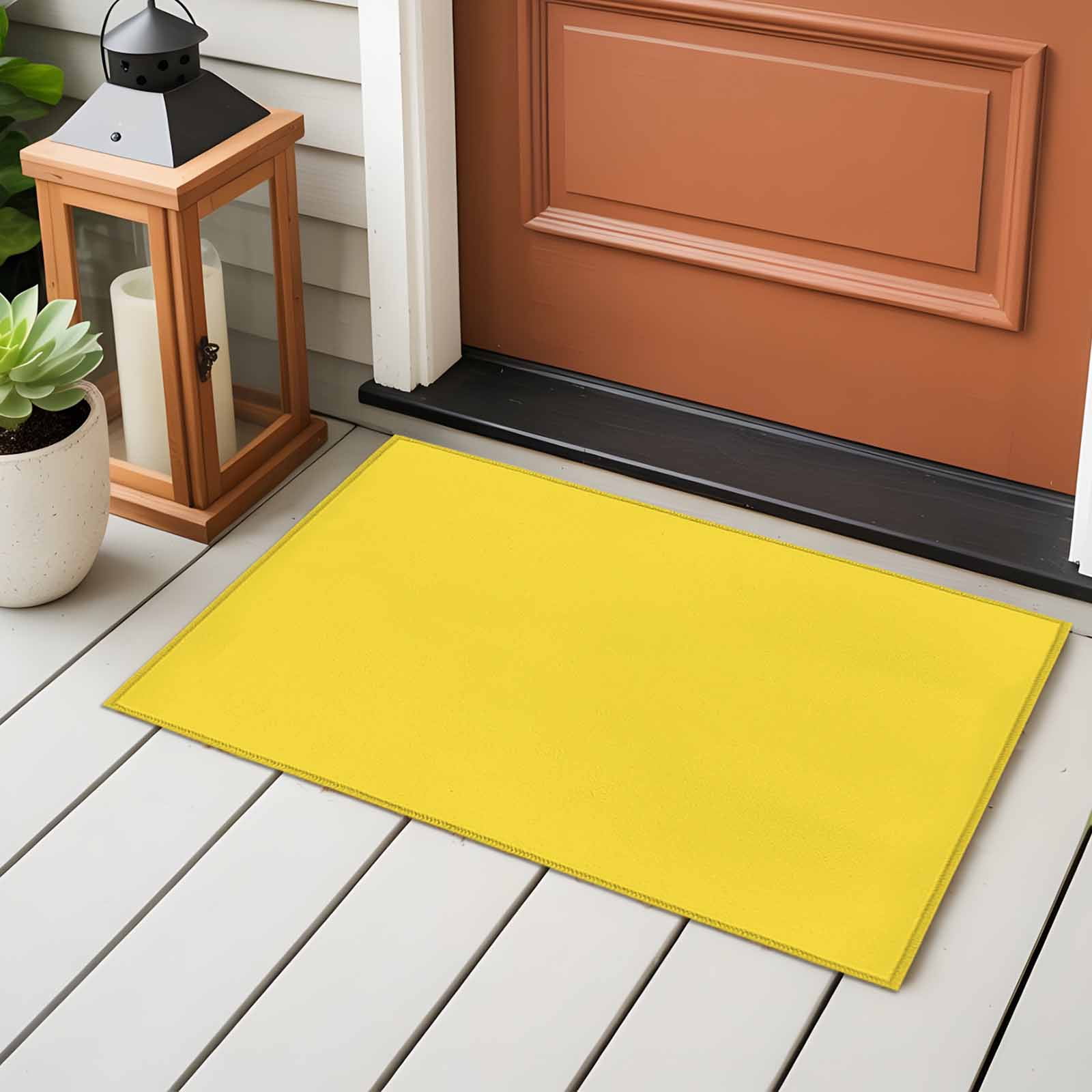 Entrance Runner Rug 2'x3', Yellow Non-slip Doormat for Indoor Outdoor Entrance, Pure Yellow Washable Throw Floor Mat for Front Door/Living Room/Bedroom/Bathroom/Kitchen