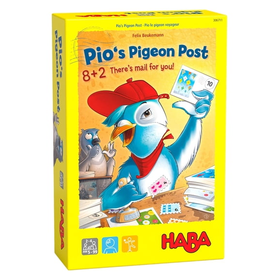 HABA Pio's Pigeon Post Board Game for Kids 5 & Up, A Fun Arithmetic Family Game and Stem Toy with Postcards and Mail