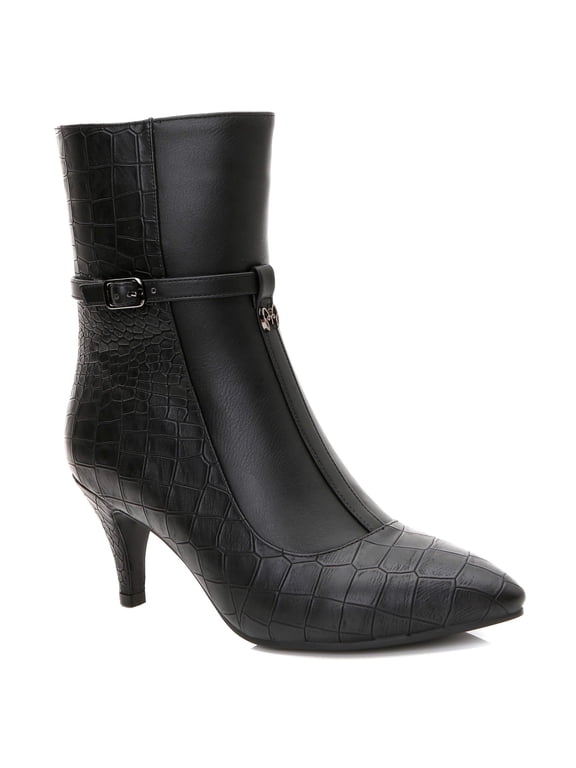 Women's Mid-Calf Boots Two-Tone Accent Kitten Heels Adult Black 12