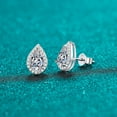 thumbnail image 4 of Biuufish Moissanite Earrings,2ct DF Color 3EX Cut Lab Created Diamond Pear shape Earrings 18K White Gold Plated S925 Silver Screw Backs for Women, 4 of 5