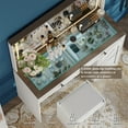 thumbnail image 6 of Vastcury Makeup Table Vanity Set with Mirror and LED Light Strip, Glass Top Bedroom Dressing Desk with 3 Drawers for Women, White, 6 of 6