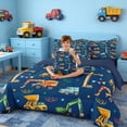 thumbnail image 5 of Erosebridal Construction Crane Vehicle Twin Bedding Sets for Boys and Girls, Orange Green Blue Watercolor Bedding Comforter Set, Navy Reversible, 7pcs, 5 of 6