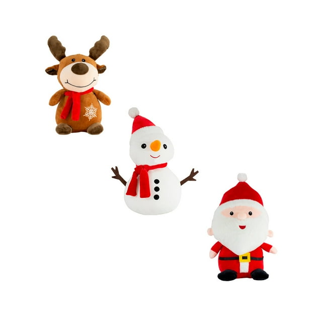 Muñeco de Peluche Navideño La Merced 3 Piezas Reno Santa Claus y Muñeco de Nieve