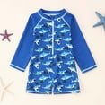thumbnail image 2 of BOOMNY Toddler Baby Boys Swimsuits Long Sleeve Cartoon Shark Prints One Peice Rash Guard Swimsuit Soft Quickly Dry Bathing Suit Sets Suitable For Seaside, 2 of 6