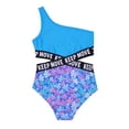 thumbnail image 3 of Aislor Kids Girls 1Ps Swimsuit Single Shoulder Strap Bodysuit Letter Print Bathing Suit Beach Swimming, 3 of 7