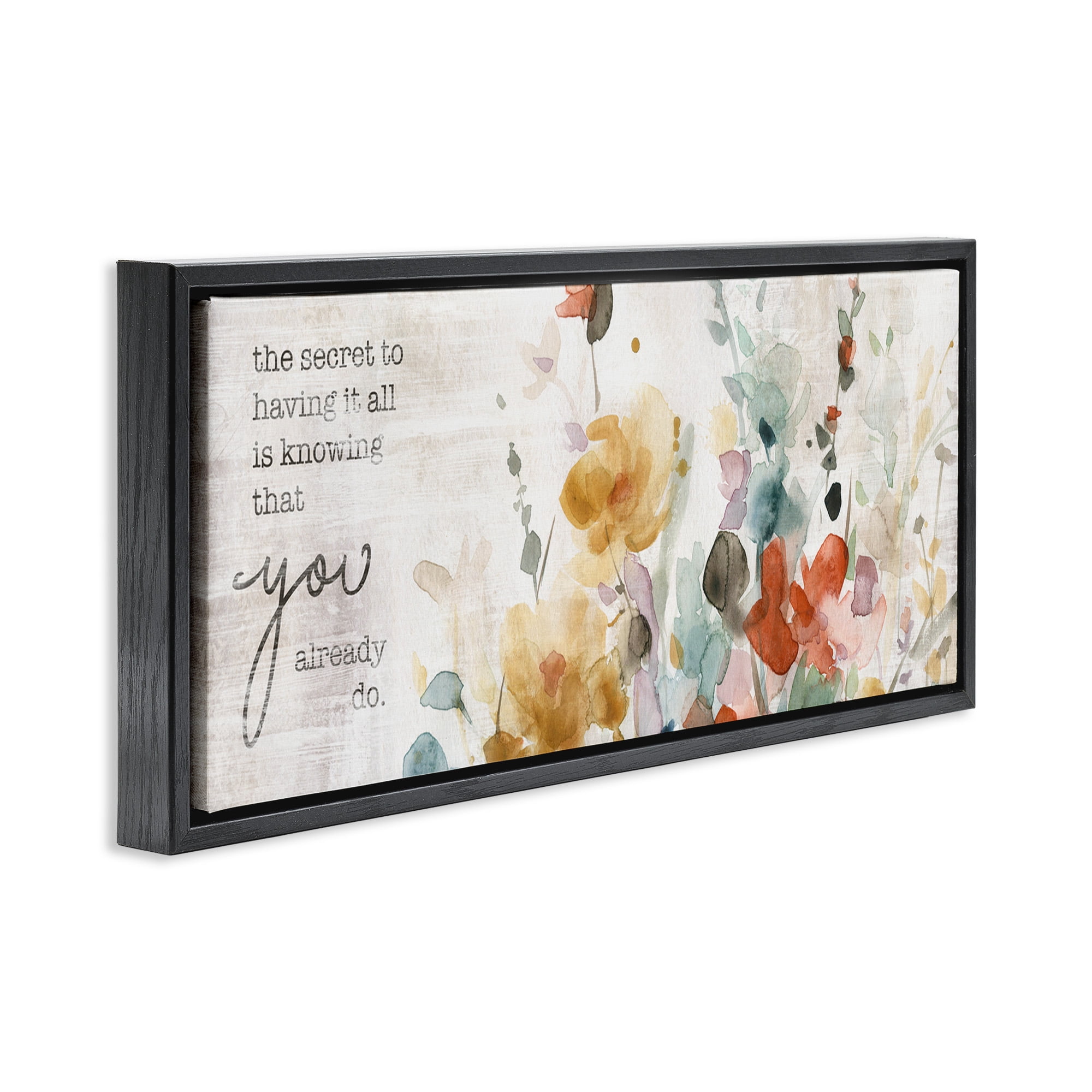 Stupell Industries Knowing You Have It Motivational Inspirational Painting Black Floater Framed Canvas Art Print Wall Art, 25 x 11