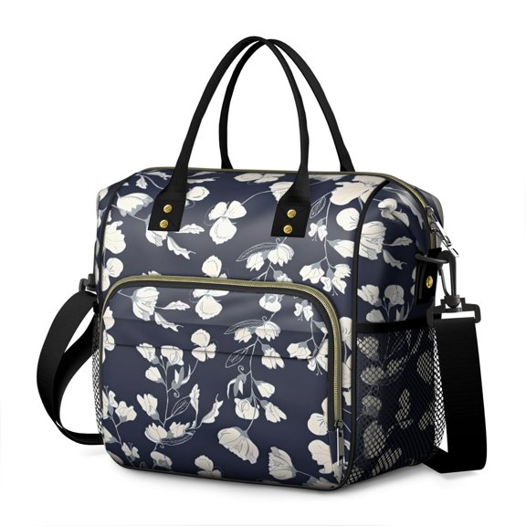 Pioneer Flower Floral Print Pattern Womens Lunch Box for Work,Insulated Large Lunch Bag for Tween and Teen,Loncheras Para Mujer,Leakproof Adult Lunch Bag for Work,Beach,Travel,Picnic,Camping