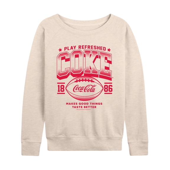 Coca-Cola - Play Refreshed Women's Lightweight French Terry Wide Neck Long Sleeve Graphic Shirt