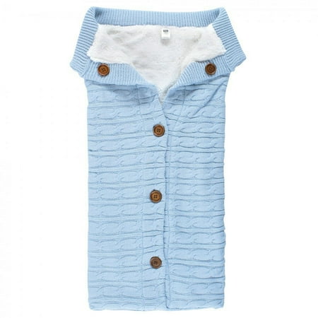 UPC: 0660168199567 | Hudson Baby Infant Boy Faux Shearling Knitted Baby Lounge Stroller Wrap Sack Light Blue One Size