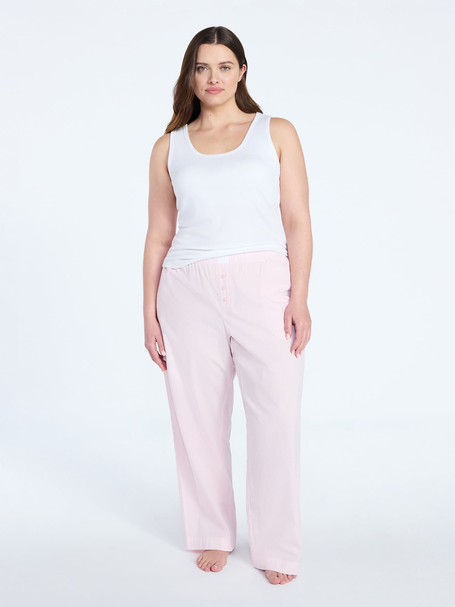 Joyspun Women's Poplin Sleep Pants, 30'' Inseam, Sizes XS-3X