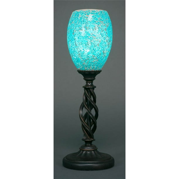 Mini Table Lamp With Turquoise Fusion Glass Shade Com Turquoise Fusion Glass Shade, Medusa Lamp Replacement Shades Glass