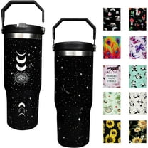 30 oz Bohemia Flip Straw Tumbler with Top Handle for Bohemia Lover Resuable Vacuum Insulated Flip Top Water bottle for Home Office Car Dishwasher Safe Bohemia