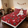 thumbnail image 3 of Manfei Santa Bed Sheets Holiday Full Size Sheets, Pink Red 4 Pieces (1 Flat Sheet, 1 Fitted Sheet and 2 Pillowcases), 3 of 6