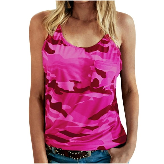 YUNAFFT Clearance Womens Tank Tops Summer Womens Fashion Casual Sleeveless Camouflage U-neck T-shirt Vest Coat Discount