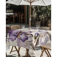 thumbnail image 4 of Purple Iris Square Outdoor Tablecloth, Waterproof Table Cloth Cover with Umbrella Hole and Zipper, Vintage Butterfly Flowers Beige Table Protector for Patio Party Picnic 54"x54", 4 of 6