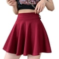 thumbnail image 1 of Women's Basic Versatile Stretchy Flared Casual Mini Skater Skirt,raspberry,L, 1 of 5