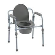 Drive Medical Folding Bedside Commode With Bucket And Splash Guard