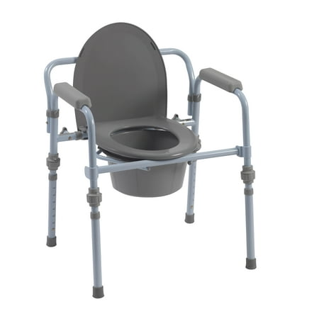 Drive Medical Folding Bedside Commode with Bucket and Splash