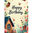 thumbnail image 4 of LUUFILx Happy Birthday Banner Floral Backdrop Butterfly Garden Party Supplies Photography Props Birthday Decorations Background Indoor Outdoor, 4 of 8