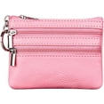 thumbnail image 1 of LAICAIW Women's Genuine Leather Coin Purse Mini Pouch Change Wallet with Keychain,Pink, 1 of 6