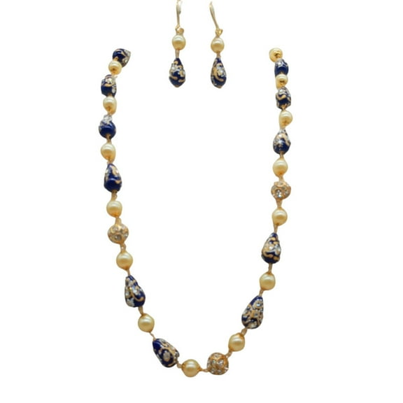 Kajaro Designs Jewels pearl beaded mala necklace set with earrings for women | indian jewelry for casual wear