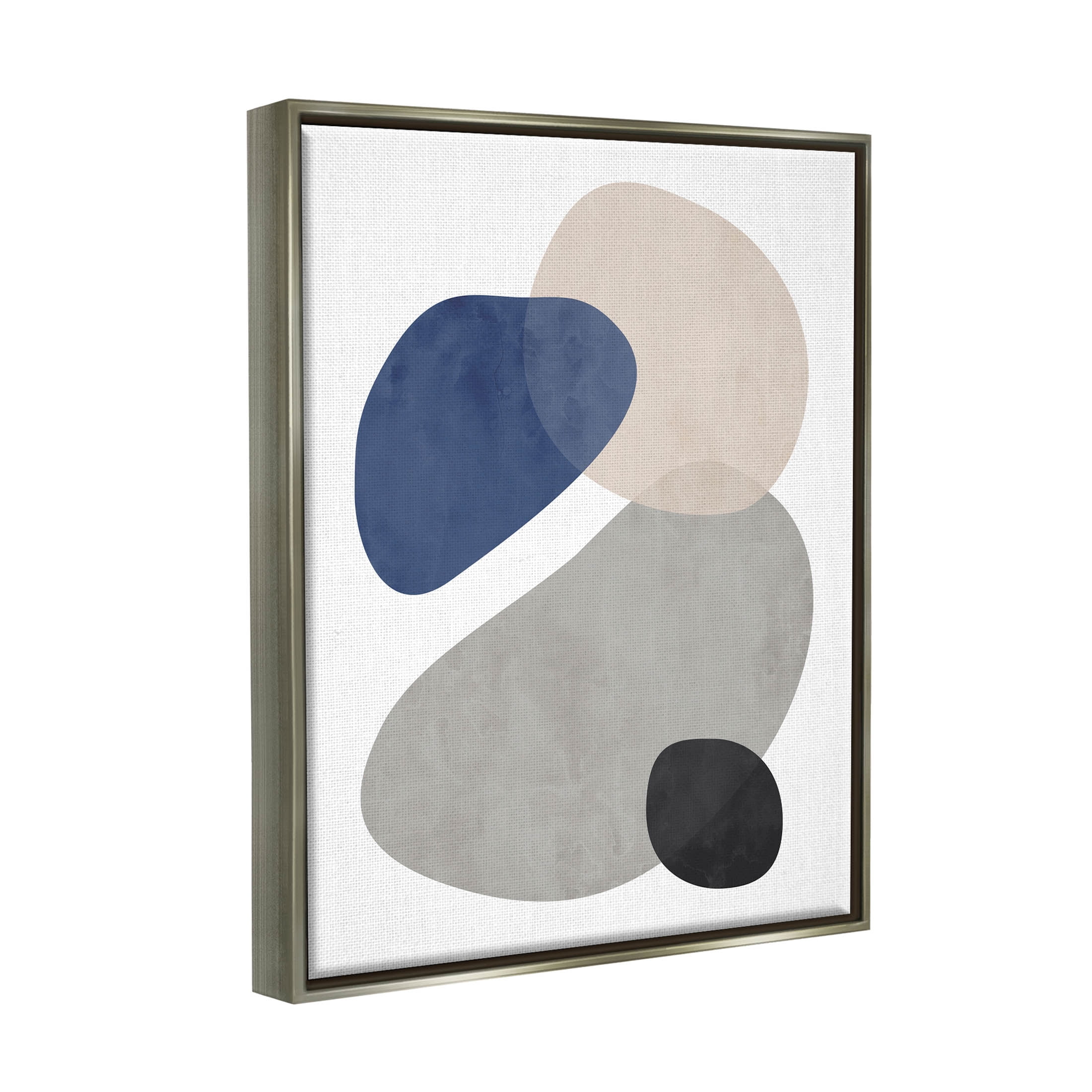 Layered Minimal Oblong Forms Abstract Graphic Art Luster Gray Framed Art Print Wall Art