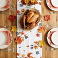 thumbnail image 5 of Orange Blue Pumpkins Fall Table Runner - 90 Inch Long Thanksgiving Branches Leaves Squirrel Cotton and Linen Blended Dress Scarves Farmhouse Table Runner for Kitchen Dining, Coffee Table, 13" x 90", 5 of 8